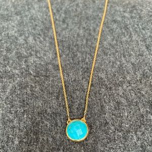Stella & Dot gold necklace with turquoise pendant